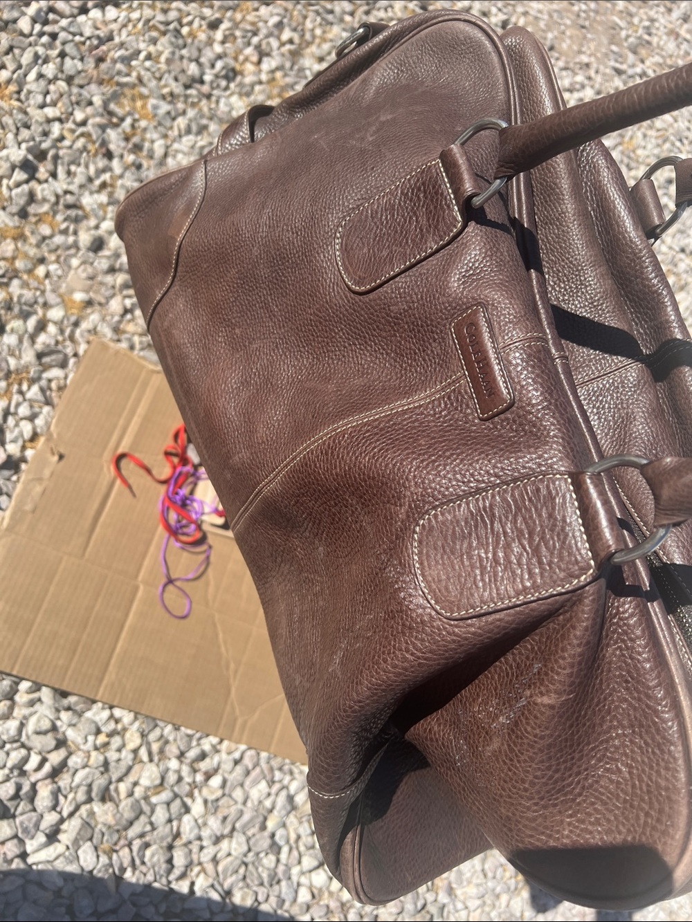 Cole Haan Brown Pebbled Leather Duffel Bag